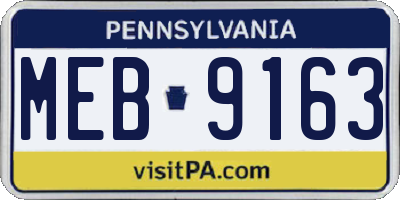 PA license plate MEB9163