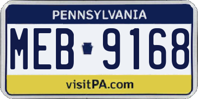 PA license plate MEB9168