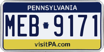 PA license plate MEB9171