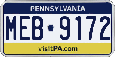 PA license plate MEB9172