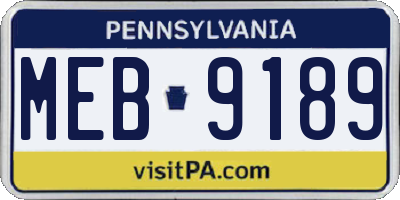 PA license plate MEB9189