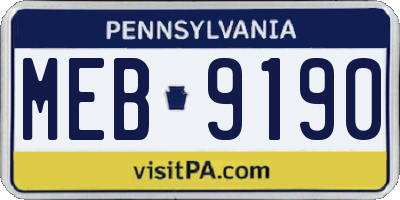 PA license plate MEB9190