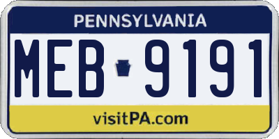 PA license plate MEB9191