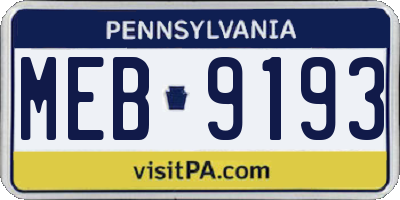 PA license plate MEB9193