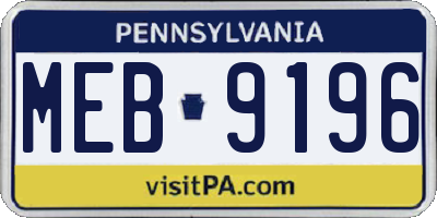 PA license plate MEB9196