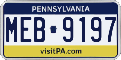 PA license plate MEB9197