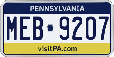 PA license plate MEB9207
