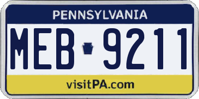 PA license plate MEB9211