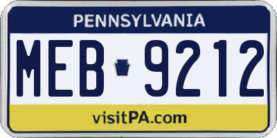 PA license plate MEB9212