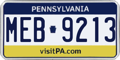 PA license plate MEB9213