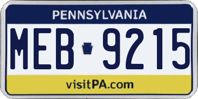 PA license plate MEB9215