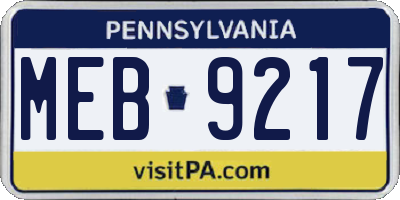PA license plate MEB9217