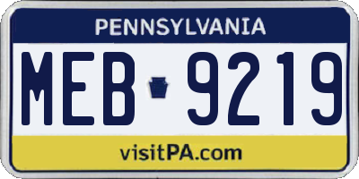 PA license plate MEB9219