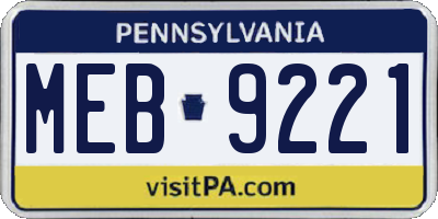 PA license plate MEB9221