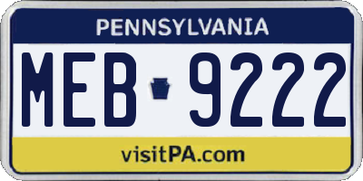 PA license plate MEB9222