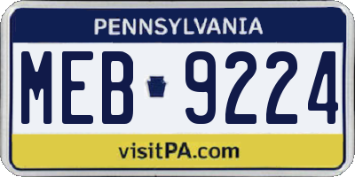 PA license plate MEB9224