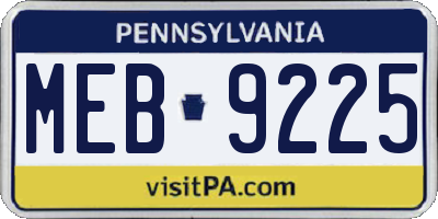 PA license plate MEB9225
