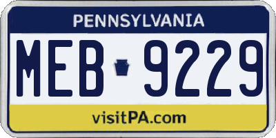 PA license plate MEB9229