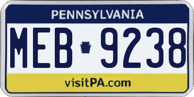 PA license plate MEB9238