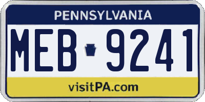 PA license plate MEB9241