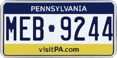 PA license plate MEB9244