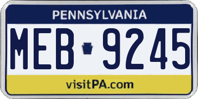 PA license plate MEB9245
