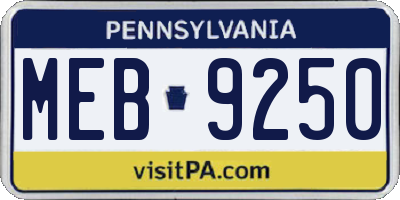 PA license plate MEB9250