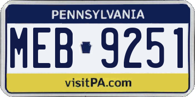 PA license plate MEB9251