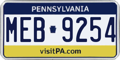 PA license plate MEB9254