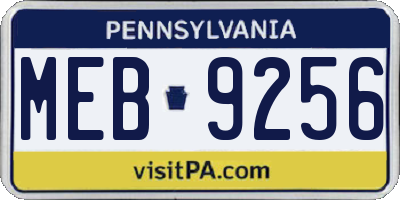 PA license plate MEB9256