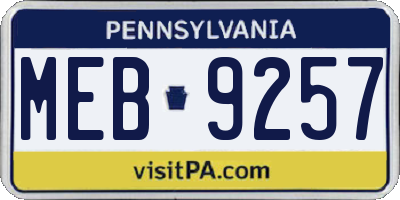 PA license plate MEB9257