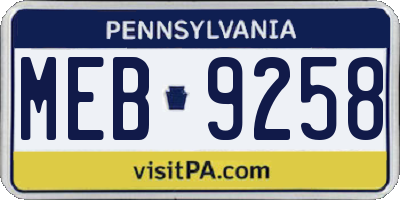 PA license plate MEB9258