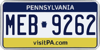 PA license plate MEB9262