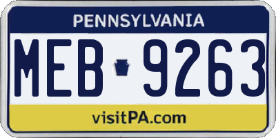 PA license plate MEB9263