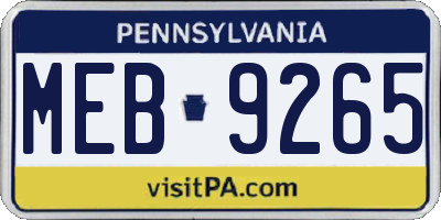 PA license plate MEB9265