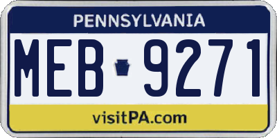 PA license plate MEB9271