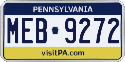 PA license plate MEB9272