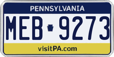 PA license plate MEB9273