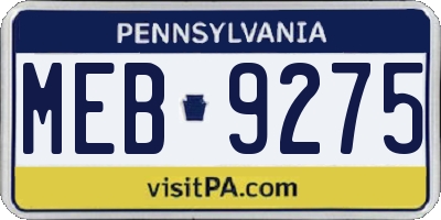 PA license plate MEB9275