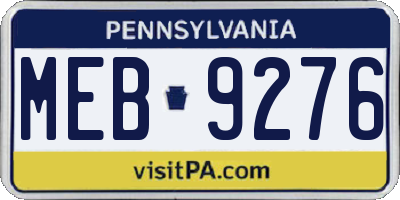 PA license plate MEB9276