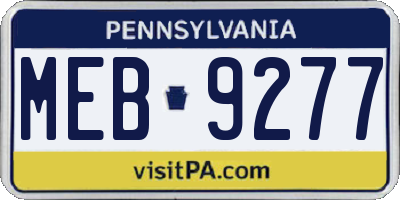 PA license plate MEB9277