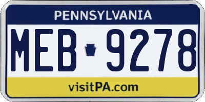 PA license plate MEB9278