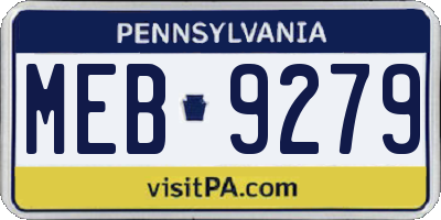 PA license plate MEB9279