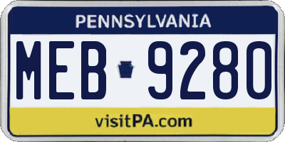 PA license plate MEB9280