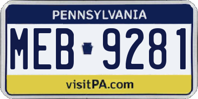 PA license plate MEB9281
