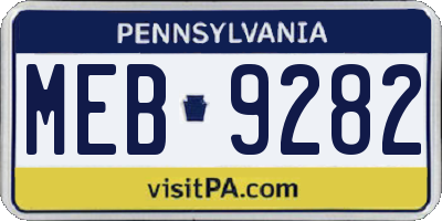 PA license plate MEB9282