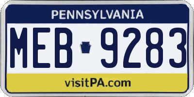 PA license plate MEB9283