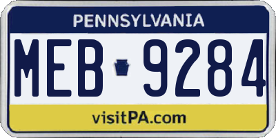 PA license plate MEB9284
