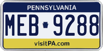 PA license plate MEB9288