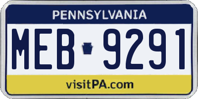 PA license plate MEB9291